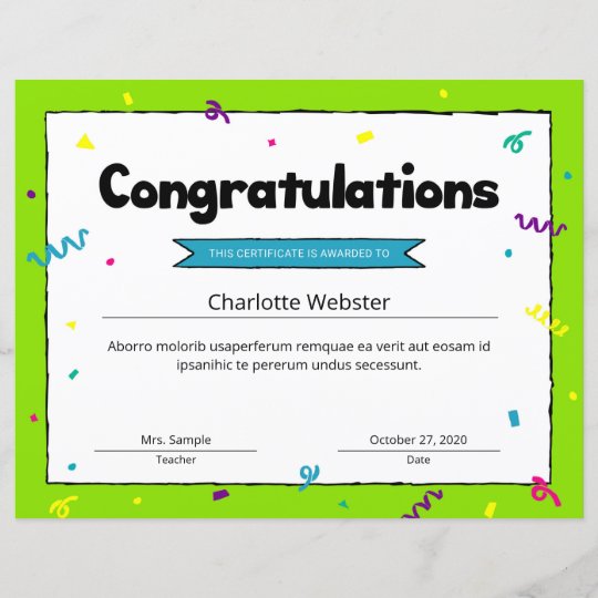 Congrats Certificate Award Template Congratulation | Zazzle.co.uk