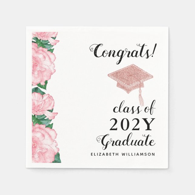 Congrats Class 2025 Graduate Floral Graduation Napkin (Front)