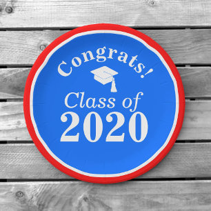 Congrats Class of 2024 Red White Blue Paper Plate