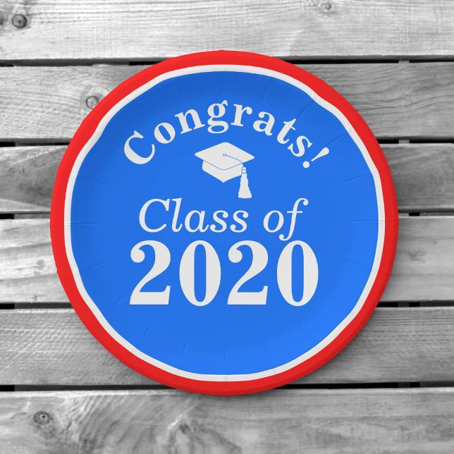 Congrats Class of 2024 Red White Blue Paper Plate (Creator Uploaded)