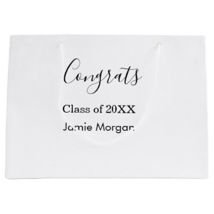 Congrats class of 20XX graduation name simple date Large Gift Bag