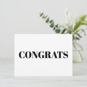 Congrats, Congratulations, black and white modern Card