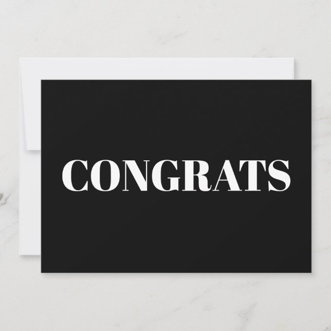Congrats, Congratulations, black white modern card (Front)