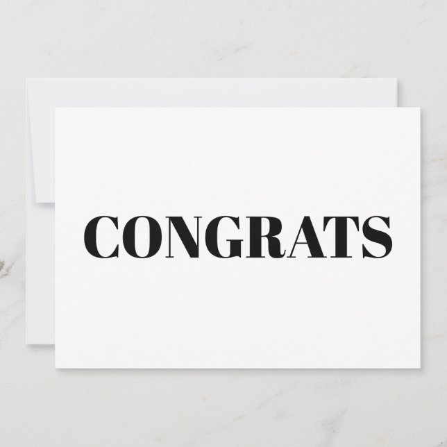 Congrats, Congratulations, black white modern card (Front)