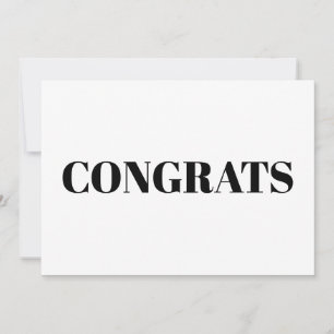Congrats, Congratulations, black white modern card