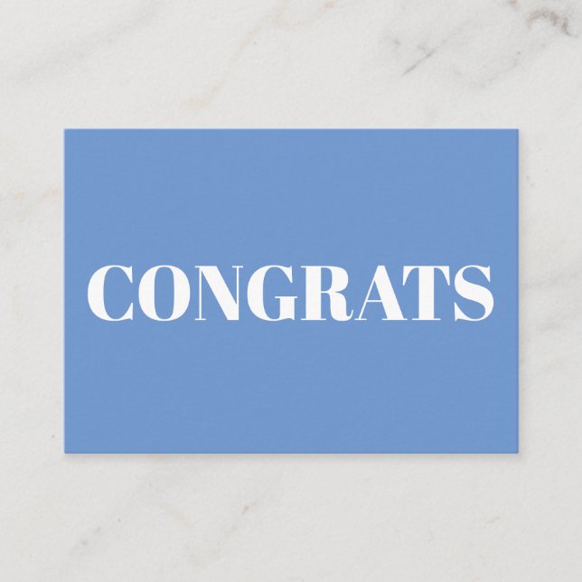 Congrats, Congratulations, blue white card (Front)