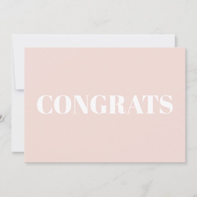 Congrats, Congratulations blush pink white modern (Front)