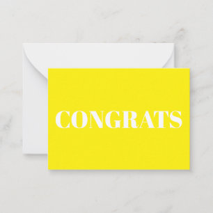 Congrats, Congratulations, bright yellow card
