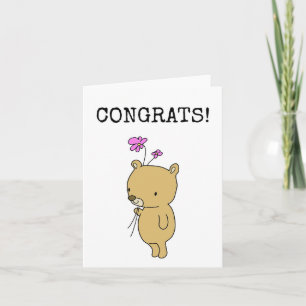 Congrats, Congratulations, Cute Bear Card