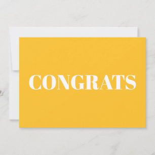 Congrats, Congratulations golden yellow white card