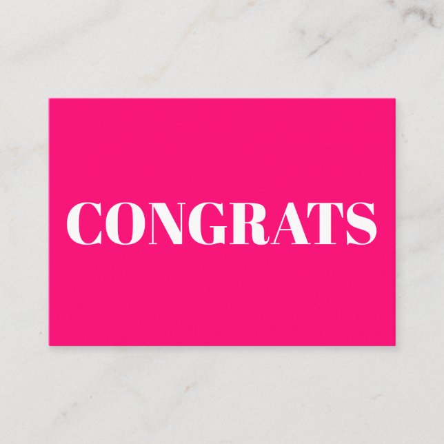 Congrats, Congratulations, hot pink fuchsia card (Front)