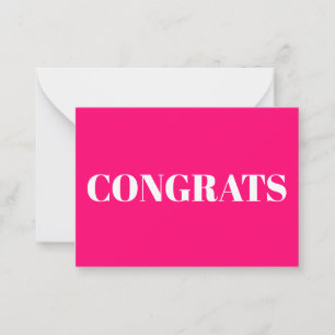 Congrats, Congratulations, hot pink fuchsia card