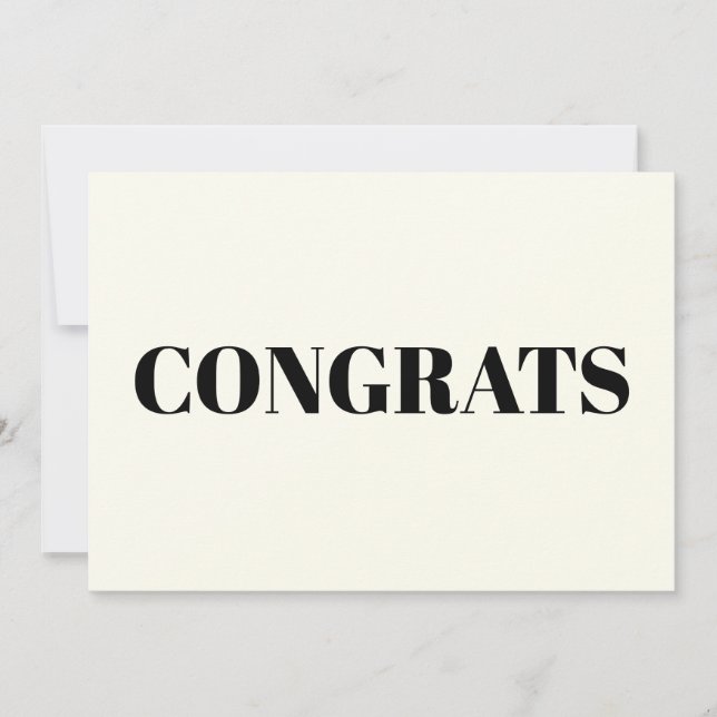 Congrats, Congratulations, Ivory Black modern card (Front)
