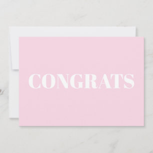 Congrats, Congratulations, light pink white card