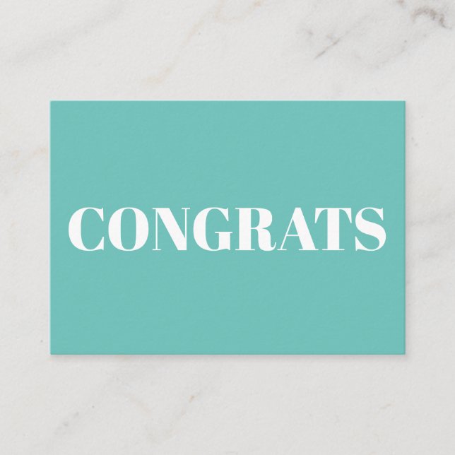 Congrats, Congratulations, light teal white card (Front)