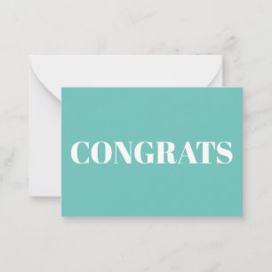 Congrats, Congratulations, light teal white card