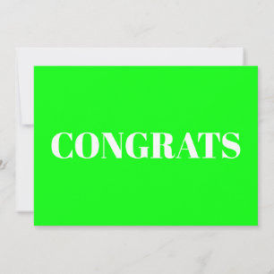 Congrats, Congratulations, neon green white card