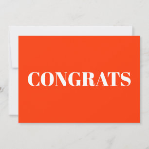 Congrats, Congratulations, neon orange white card
