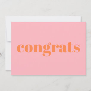 Congrats, Congratulations, pastel orange pink card