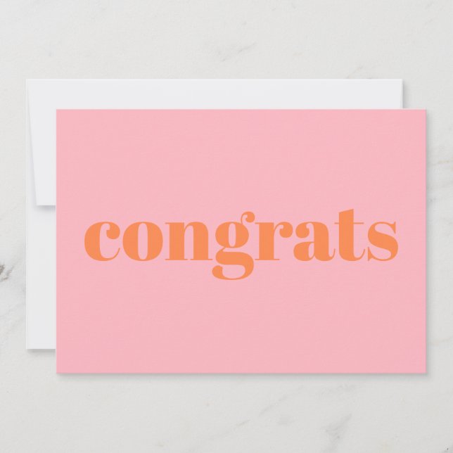 Congrats, Congratulations, pastel orange pink card (Front)