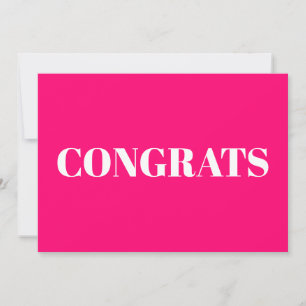 Congrats, Congratulations, pink fuchsia white card