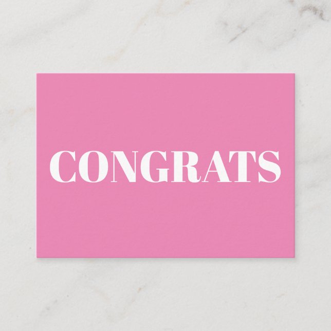 Congrats, Congratulations, pink white card (Front)