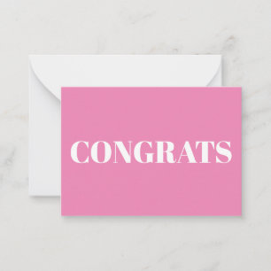 Congrats, Congratulations, pink white card