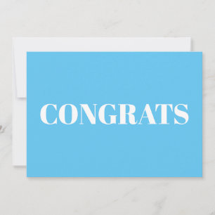 Congrats, Congratulations, sky blue white card