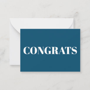 Congrats, Congratulations, teal blue white card