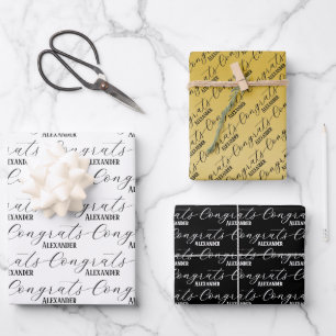 Congrats Custom Name Wrapping Paper Sheet