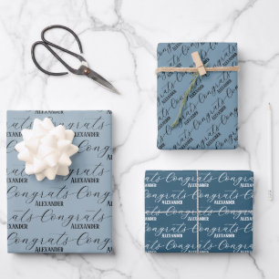 Congrats Custom Name Wrapping Paper Sheet