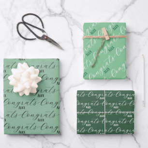 Congrats Custom Name Wrapping Paper Sheet