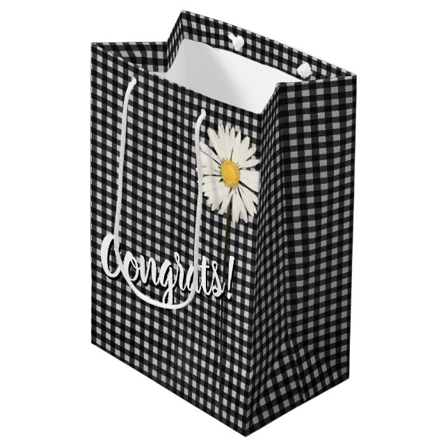 Congrats Daisy On Gingham  Medium Gift Bag (Front Angled)