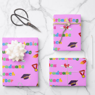 Congrats Girls Acronym Graduation Wrapping Paper