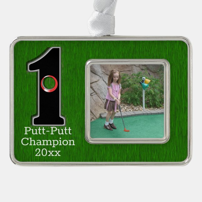 Congrats Golfer Hole in One Customized Metal Ornam Silver Plated Framed Ornament (Front)