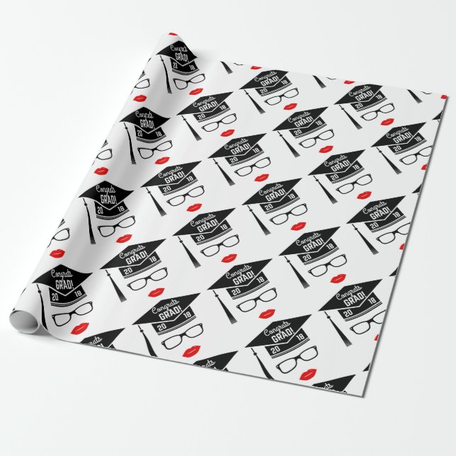 congrats grad 2018 girl wrapping paper (Unrolled)