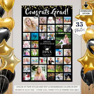 CONGRATS GRAD 35 Photo Collage Black Poster