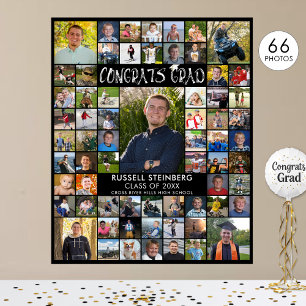 Congrats Grad 66 Photo Collage Custom Colour Poster