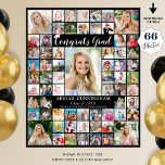 Congrats Grad 66 Photo Collage Custom Colour Poster<br><div class="desc">Congratulate your graduate and create a photo memory display poster print for their graduation party utilising this easy-to-create photo collage with 66 pictures through the years. The design features all customisable text in white in your choice of background colour (shown in black) you can change to a school colour or...</div>