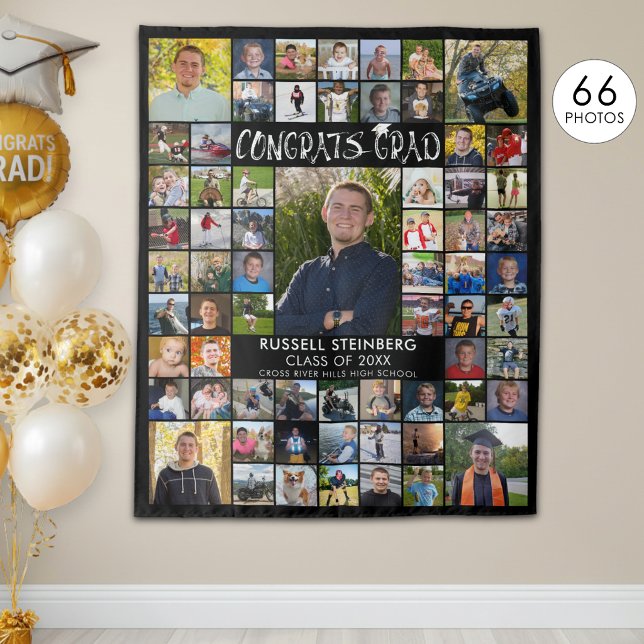 Congrats Grad 66 Photo Collage Custom Colour Tapestry (Creator Uploaded)