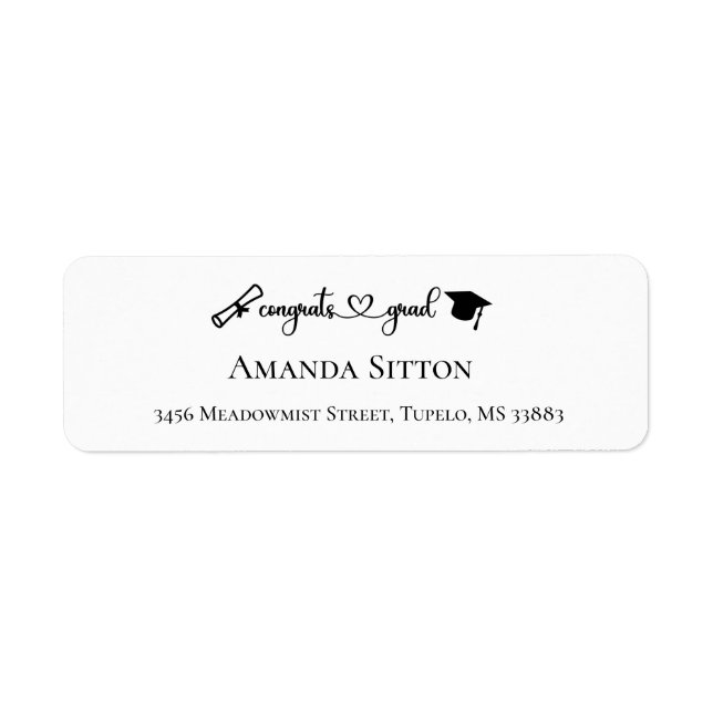 Congrats Grad Address Labels, Any Name & Address (Front)