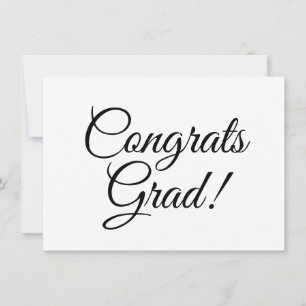 Congrats grad black and white script calligraphy card