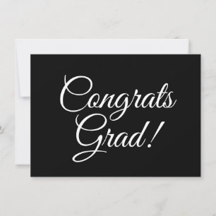 Congrats grad black elegant script calligraphy card