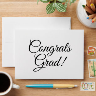 Congrats grad black script calligraphy elegant envelope