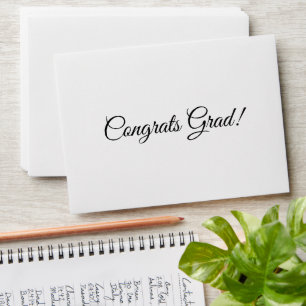 Congrats grad black script simple minimal elegant envelope