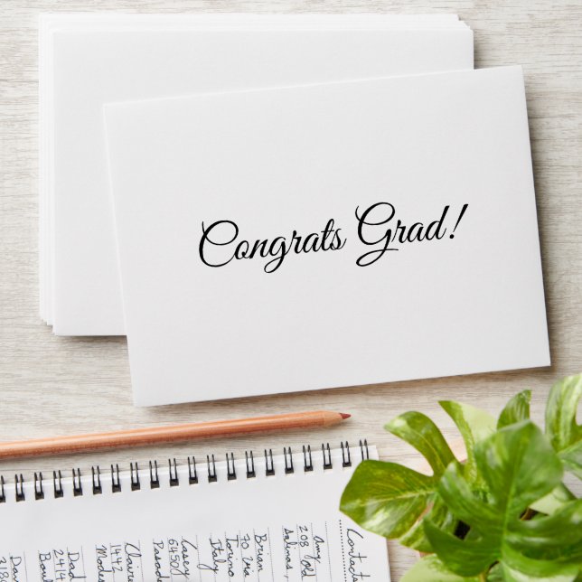 Congrats grad black script simple minimal elegant envelope (Stacked)