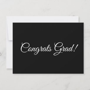 Congrats grad black white calligraphy elegant card