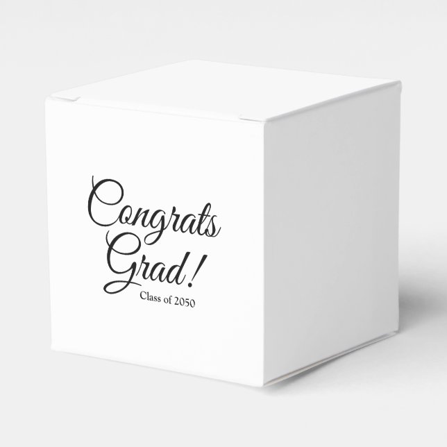 Congrats grad black white custom script class year favour box (Front Side)