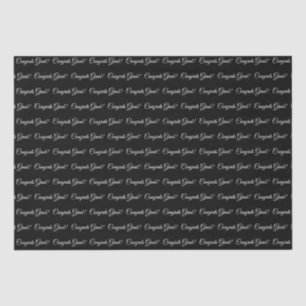 Congrats grad black white elegant script pattern tissue paper