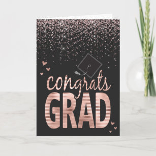 Congrats Grad Blush Rose Faux Foil Card